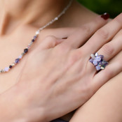 Cluster Ring shown in Sterling Silver Orchid. Shown with Crystal Lite Necklace in Orchid.
