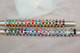 Gold colors (left to right): Crystal (Clear), Garden, Aquamarine, Peridot, Pastel, Tanzanite, Rose, Peony, Multi, Sapphire, Zircon, Cabrina, Earth, Browns, Vitrail Medium, Purple Velvet, Siam (Red), Jet (Black). 
Silver colors (left to right): Browns, Vitrail Medium, Olivine, Earth, Montana, Siam (Red), Purple Velvet, Sapphire, Zircon, Multi, Peony, Rose, Pastel, Peridot, Tanzanite, Serenity, Aquamarine, Crystal (Clear), Black Tie, Jet (Black).