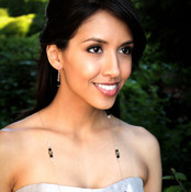 Black Tie Leverback Earrings. Shown with Long Necklace in Sterling Silver Black Tie.