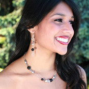 Chain Eclectic Earrings in Sterling Silver Black Tie. Shown with Chain Eclectic Necklace in Black Tie.