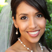 White Pearl Drop Earrings in 18k Gold Vermeil shown with the Pearl & Clear Necklace