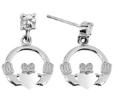 Satin 925 Sterling Silver Earring with CZ