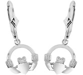 925 Sterling Silver Claddagh Earring with Leverback