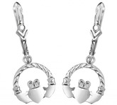 925 Sterling SIlver Leverback Claddagh Earring