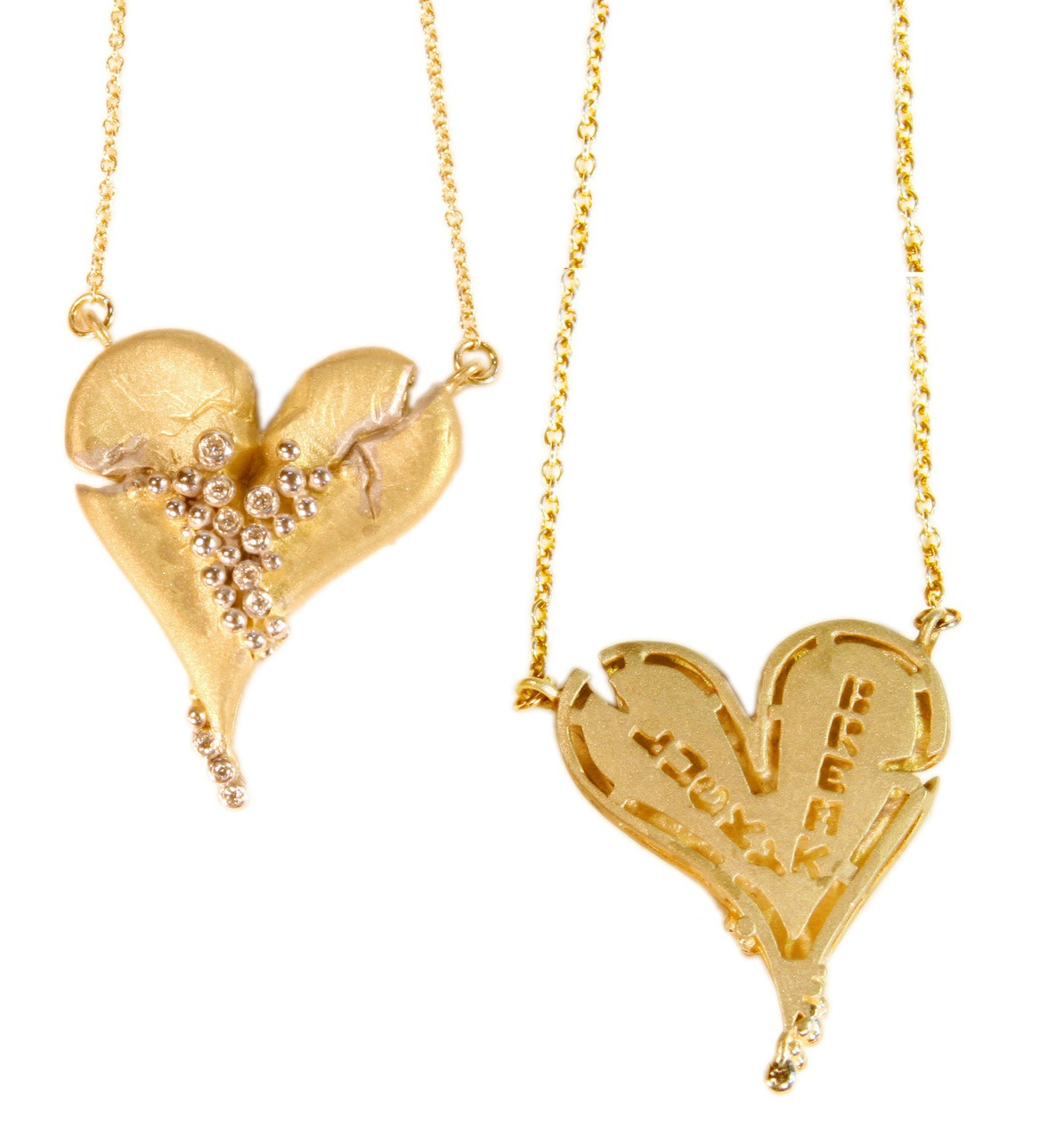 Hearts Lucky Break Necklace Medium 14K