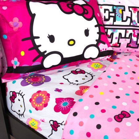 hello kitty floral full size sheet set kids whs
