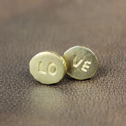 Brass LOVE earrings with sterling silver posts Brass LOVE earrings with sterling silver posts