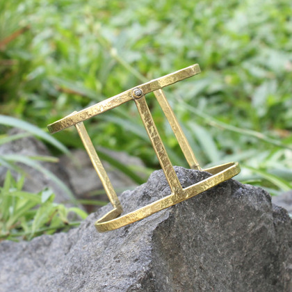 adjustable brass statement cuff bracelet with raw diamond detailing adjustable brass statement cuff bracelet with raw diamond detailing