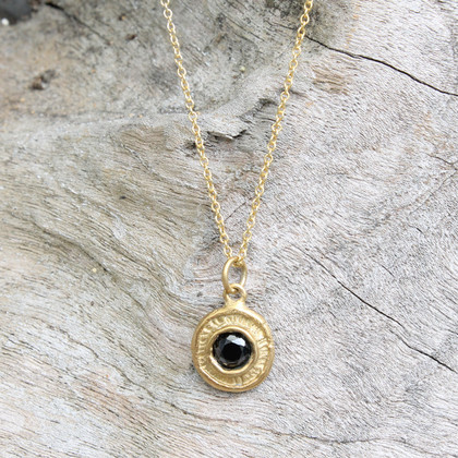 gold filled delicate chain necklace with black stone detailing gold filled delicate chain necklace with black stone detailing