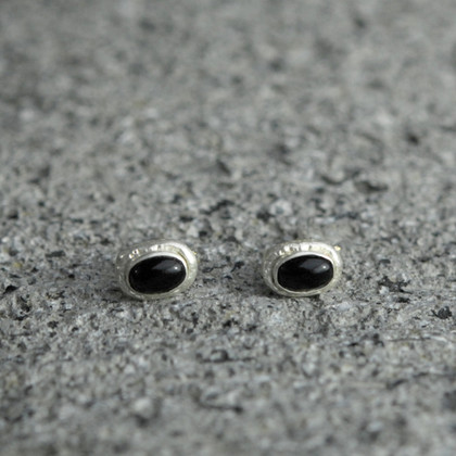 silver plated brass earrings with black onyx detailing and sterling silver earring posts silver plated brass earrings with black onyx detailing and sterling silver earring posts