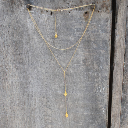 Gold-filled bolero necklace with textured pendants Gold-filled bolero necklace with textured pendants