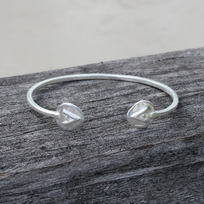 adjustable silver bracelet featuring Protect glyph symbol adjustable silver bracelet featuring Protect glyph symbol