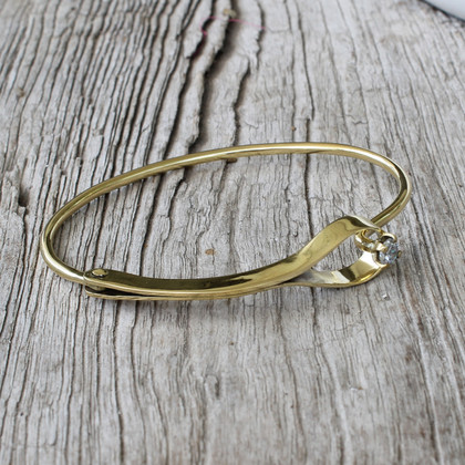 Simple brass cuff with cubic zirconia Simple brass cuff with cubic zirconia