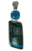 Chrysocolla & Swarovski Caribbean Blue Opal Pendant