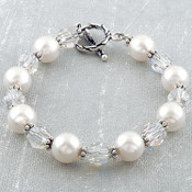 Pearl & Clear Bracelet in Sterling Silver