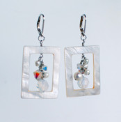 White Shell Cluster Earrings