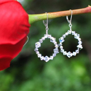 Crystal Loop Earrings in Sterling Silver