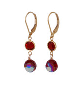 Channel Set Earrings in Gold Siam (Red)