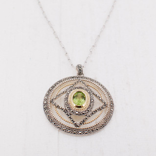 Green Quartz Medallion Necklace