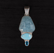 Aquamarine, Larimar & Blue Topaz Pendant