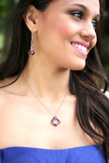 Cosmic Square Ring Necklace, shown with Cosmic Square Ring Earrings
