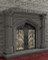 Gothic Stone Fireplace Mantel with a tudor style arch.  Note the iron doors are not included