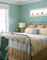 Beaded birch veneer, painted an aqua blue in a bedroom