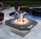 The Gemini square Fire Pit and Water Fountain with light kit and granite tile top (Tunas Green shown in photo)