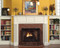 Framing creates insets above the column legs and sets off the lantern appliques on this fireplace mantel.