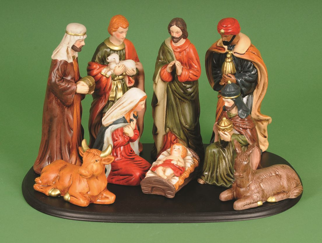 9 Piece Traditional Nativity Set Animals With Base 7" LRI407340