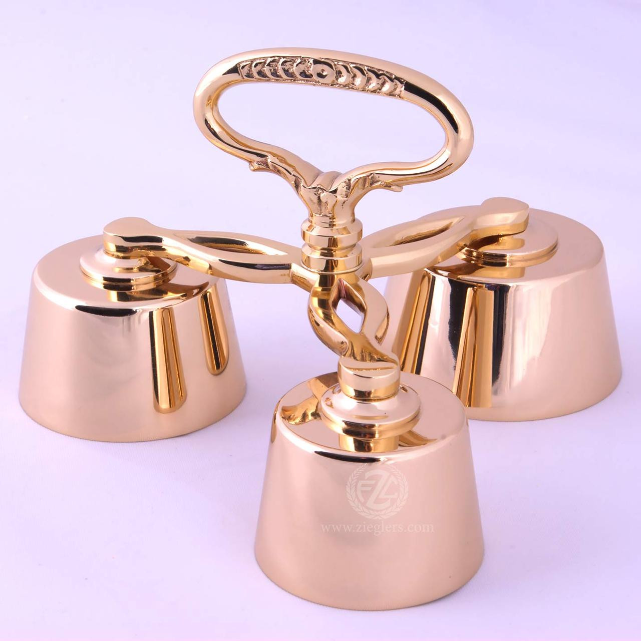 Polish Altar Sanctus Bells 3 Brass High Polish F.C. Ziegler
