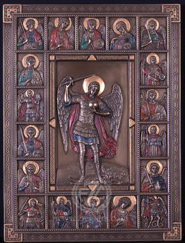 Plaque of St Michael Surrounded by Saints - Style USIWU76286A4