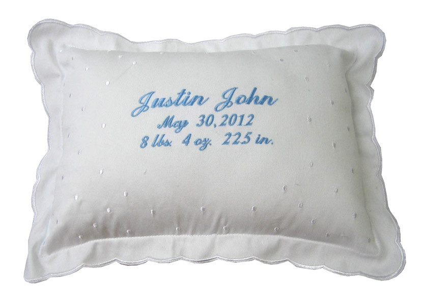 Embroidered Baby Boy Pillow | Personalized Custom Pillow