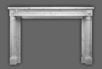 The Versailles Neoclassical style with beautifuly tapered legs on this marble mantel.