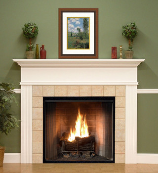 The Monticello mantel shown in semi gloss white.