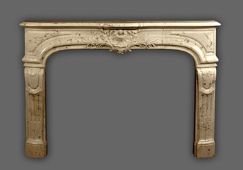 The Fontaine marble fireplace mantel shown in ribera brown