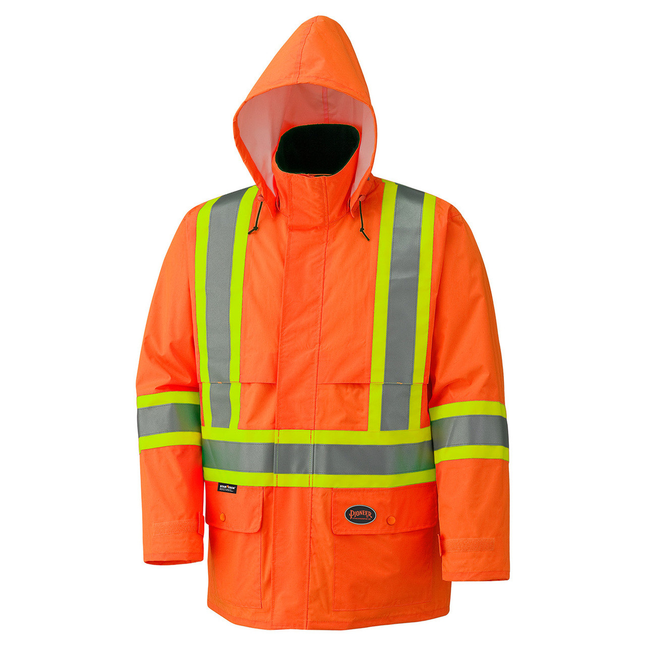 Orange Hi-Viz 150D Lightweight Safety Jacket with Detachable Hood