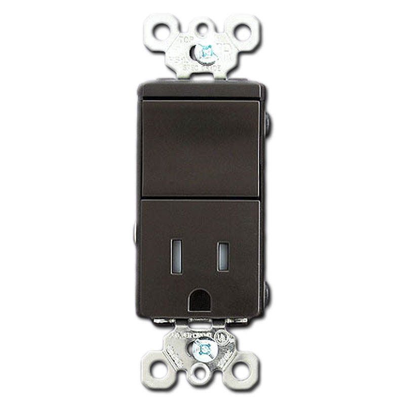 Brown Tamper Resistant Combo Rocker Switch and 15A Receptacle Kyle