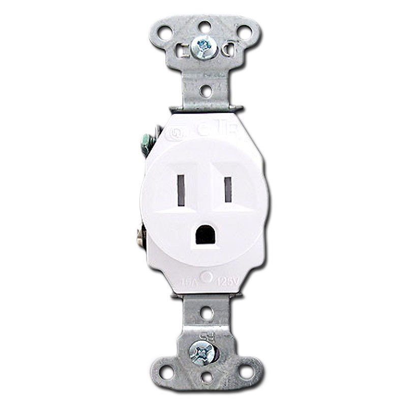 Tamper Proof White Round 15A Single Power Outlets Kyle Switch Plates