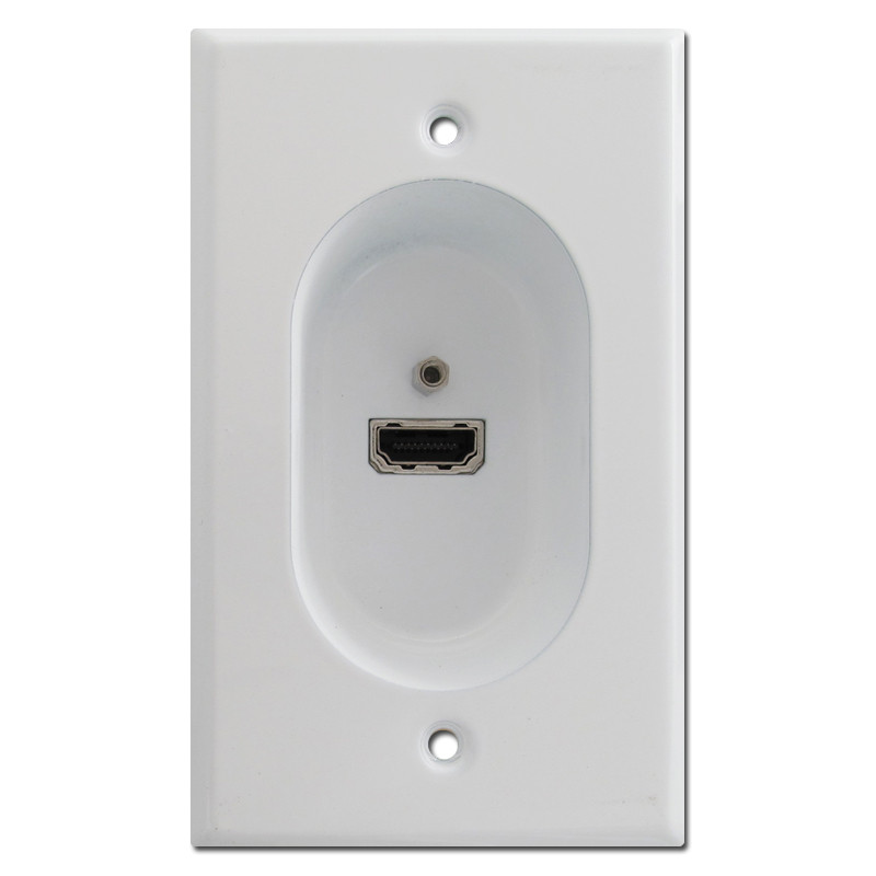 White Recessed Wall Plate with Hi Def HDMI Connection Port Kyle