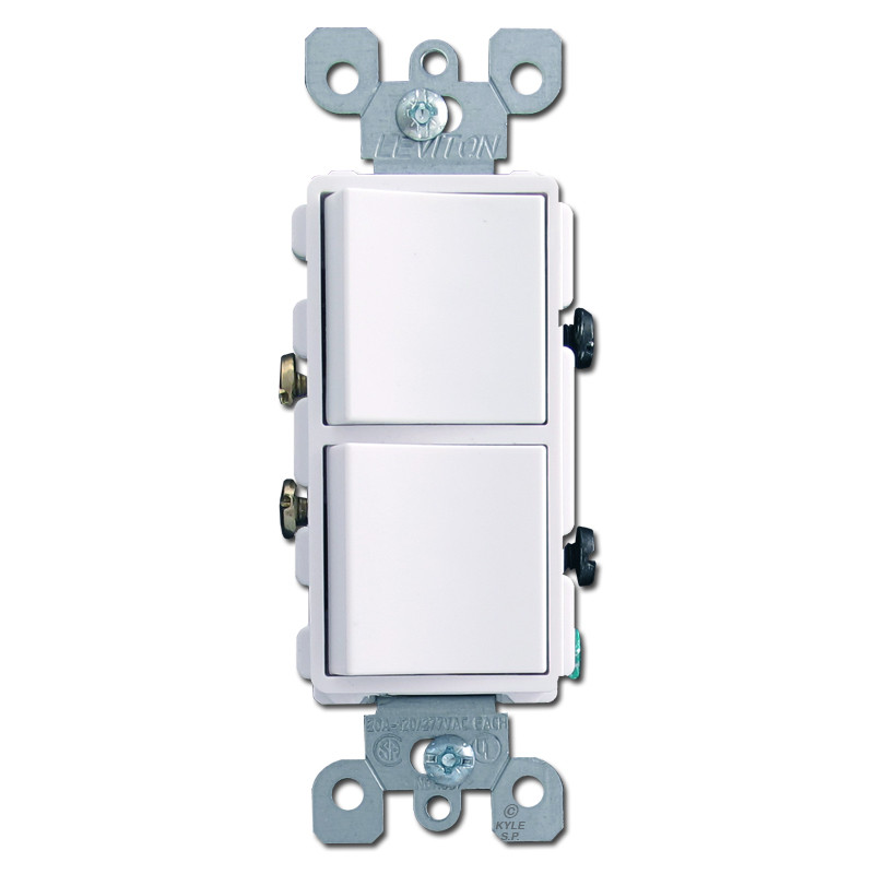 20A White Decora Switch with Double Rocker Switches Leviton 5627W