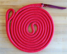 Lead ropes without hardware are made with an Eye Splice on one end that attaches easily to your halter. The tail end is spliced and weighted with a Latigo Leather Popper.