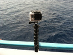 Goose-neck camera mount on boat