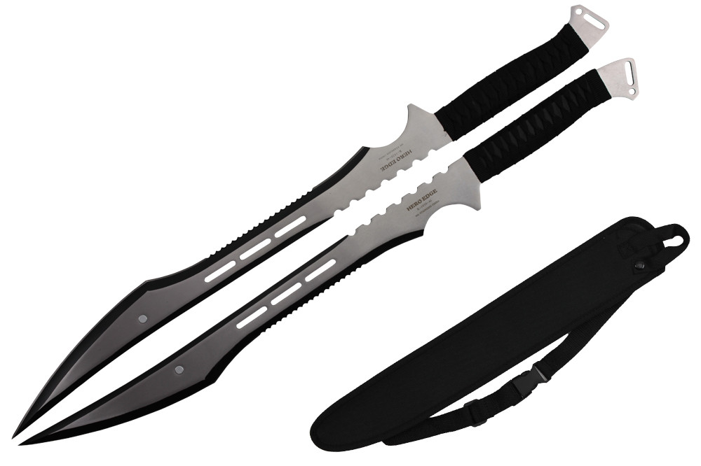 27 Full Tang Two Tone Blade Ninja Twin Sword Machete Set With Sheath Nib 2365
