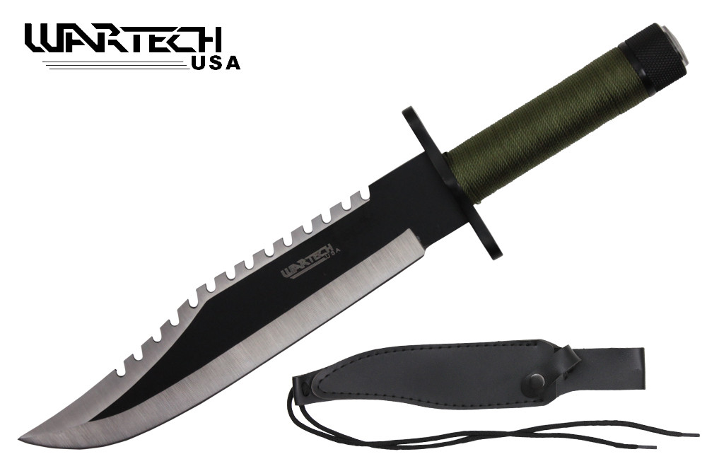 15" Two Tone Blade Rambo Survival Knife with Survival Kits