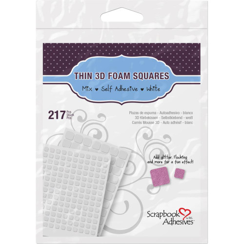 Scrapbook Adhesives 3D Foam Squares Thin Mixed White (SA-01616)