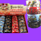 1.5" Wide Ink Print Rock Out Bangle Bracelets 24 per display
