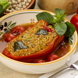 Stuffed Capsicum in Cherry Tomato Juice