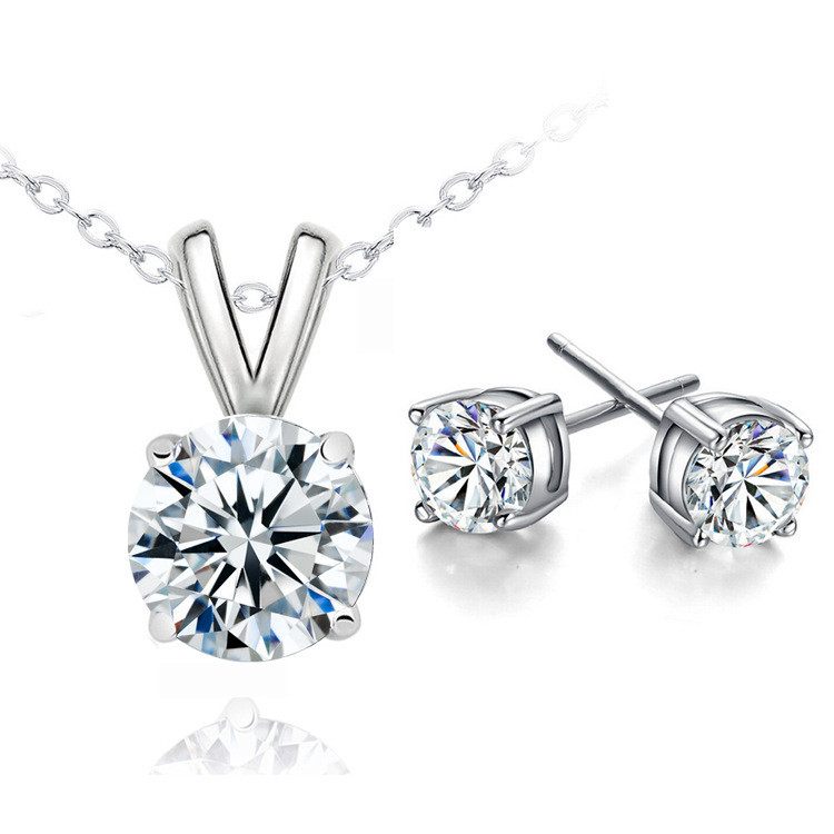 Earrings And Necklace Set With Cubic Zirconia Crystals Angel Earrings And Necklace Set With Cubic Zirconia Crystals Image 1