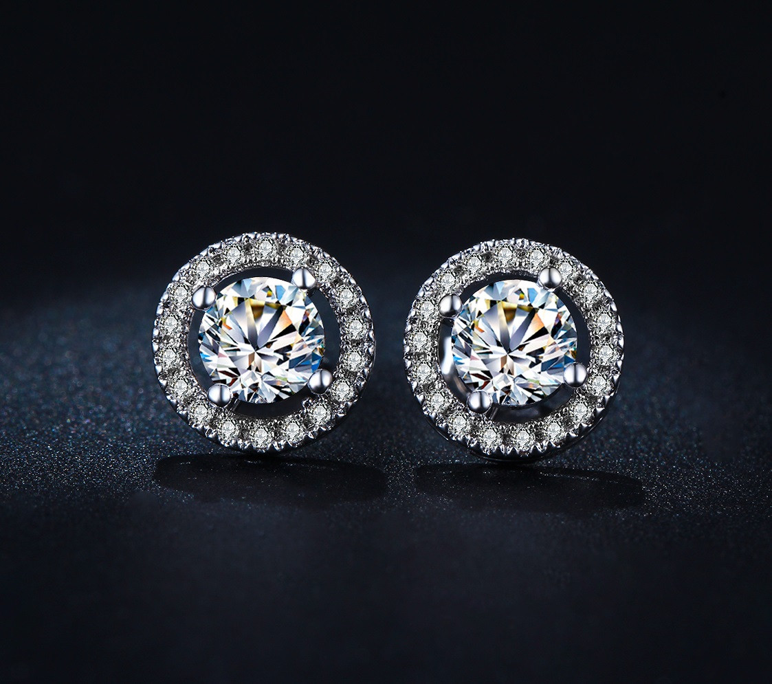 Round Luxury Swiss Crystals Stud Earrings - AngelSale